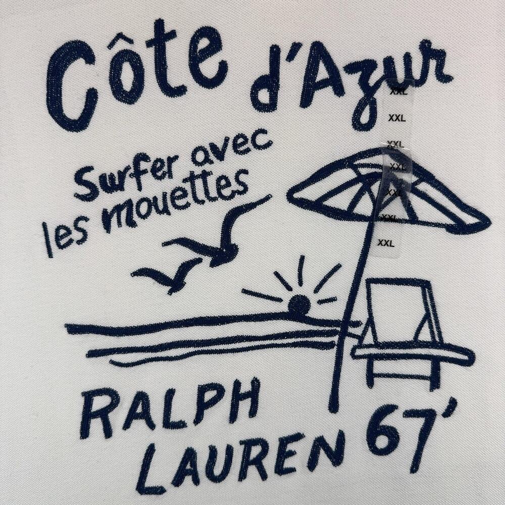 PRL Côte d'Azur Graphic Polo Shirt 2XL White Classic Fit Polo Ralph Lauren - Picture 6 of 13